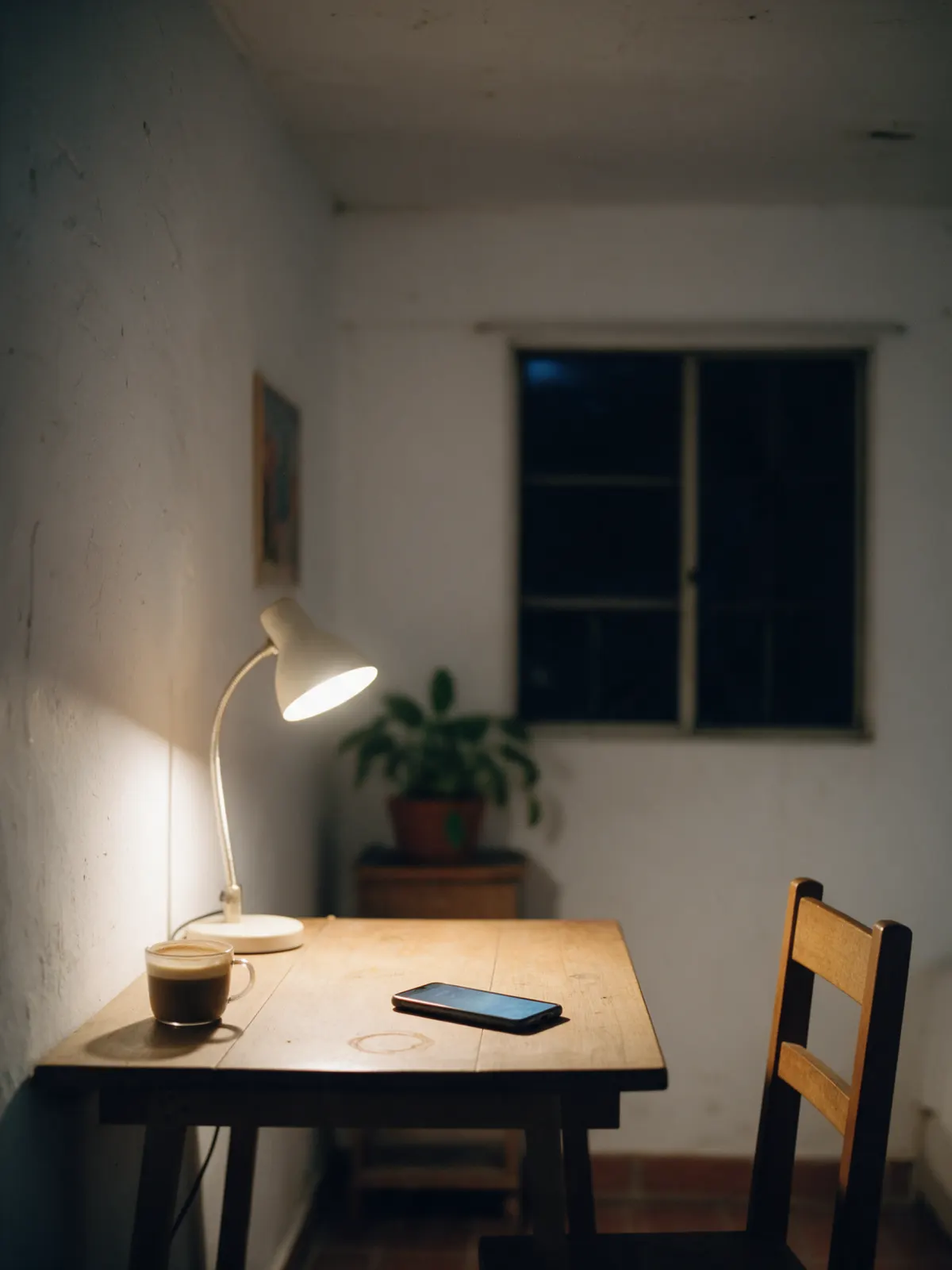 The phone on the desk next to a coffee that went cold.